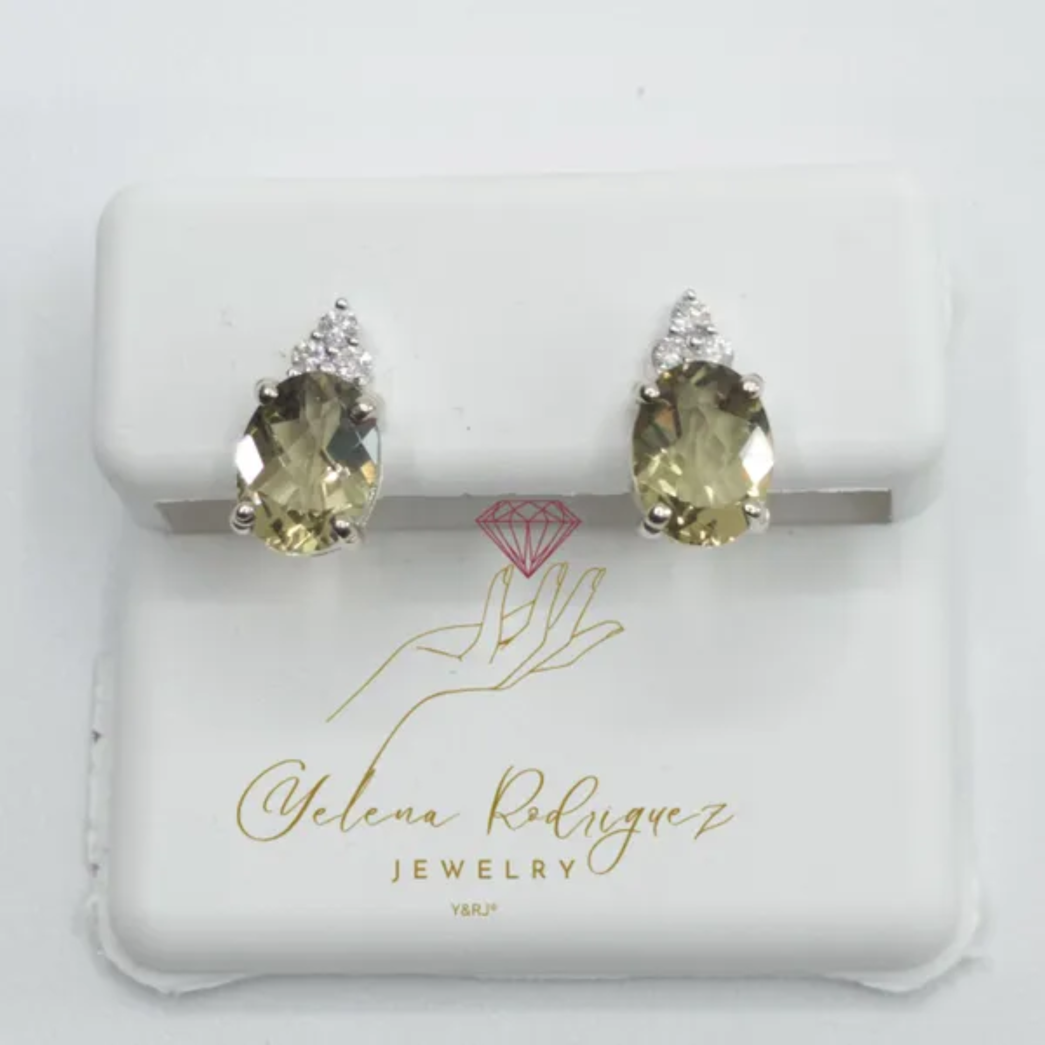 Elegant Gemstone Earringswhite gold earrings with peridot and 10k diamonds