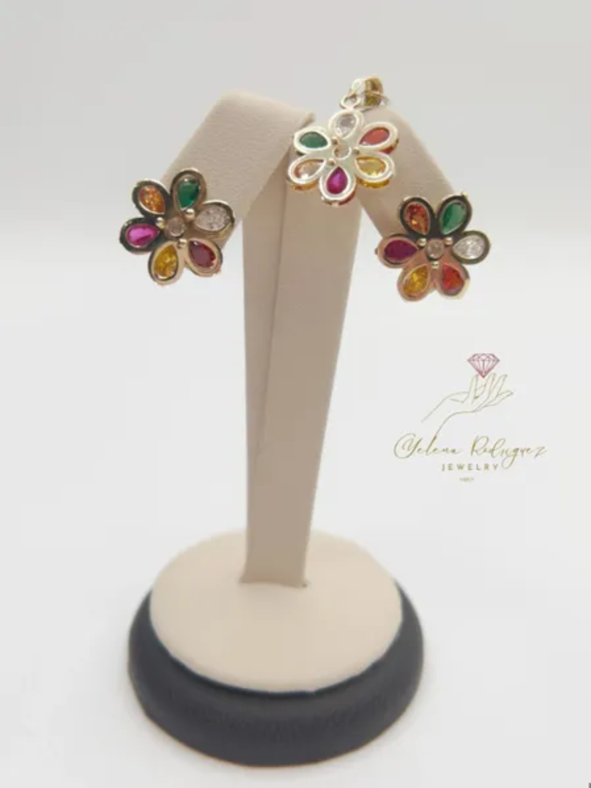 Multicolor Flower Earrings 14k