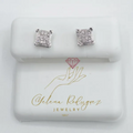 Square Diamond 10k white gold and diamond earrings