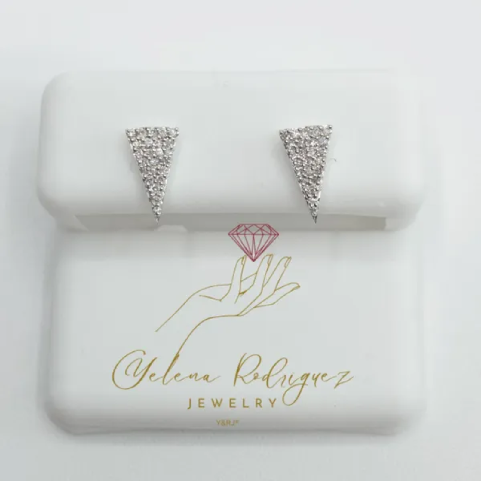 Triangle Stud Earrings 14k white gold and diamond earrings