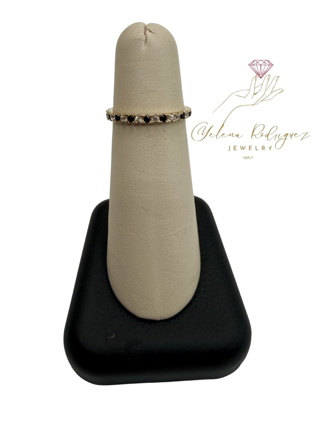 CADENA CORTE BRILLO DE ESLABON ANCHO Y DIJE DE CORAZON INFLADO SIZE 18 10K , ANILLO ETERNIDAD CON ZIRCONIAS NEGRAS Y BLANCAS 14K